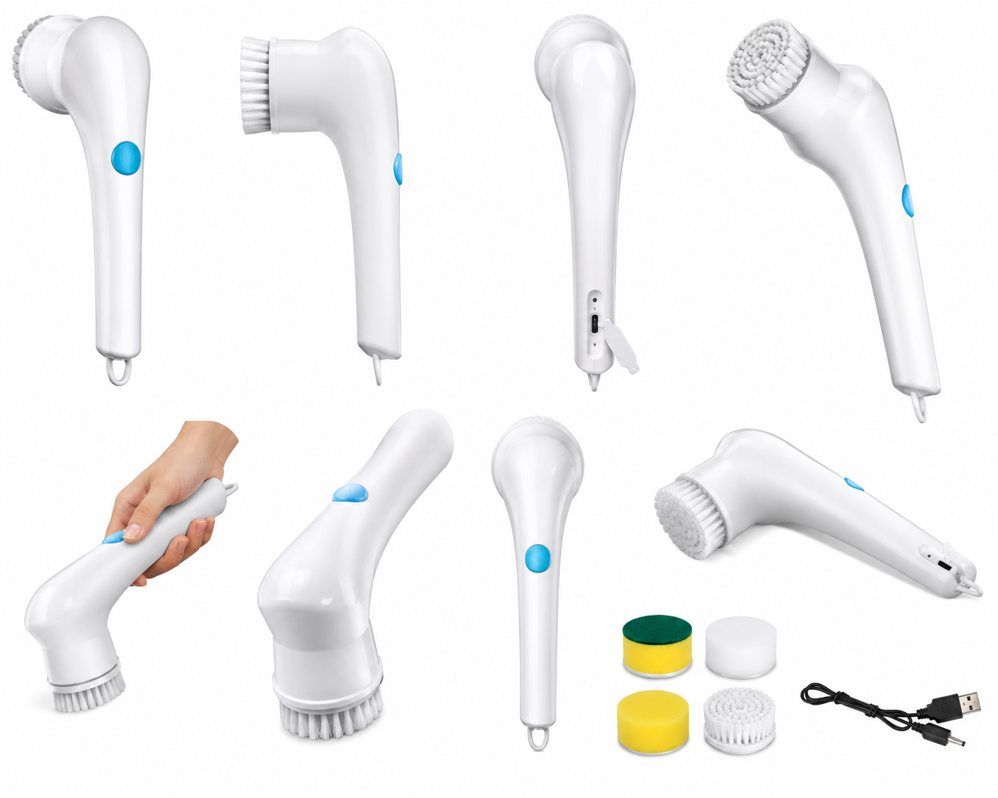 PowerScrub Pro™ | Cepillo Eléctrico Recargable 5 en 1 para Limpieza Profunda
